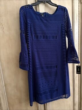 Alafani Women’s Royal Blue Crochet Shift Dress